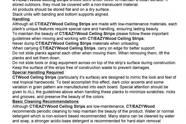 EAZYWOOD CEILING STRIP MAINTENANCE MANUAL VERSION 2012